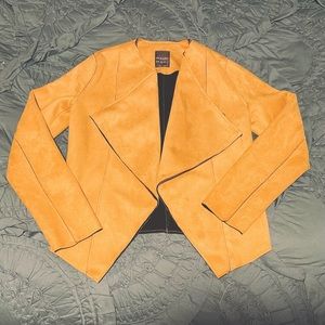 Primark (UK Brand) Yellow ultra suede neoprene draped openfront jacket size 0 US